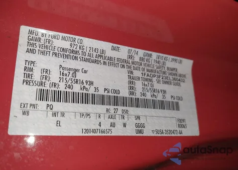 2014 Ford Focus Se from USA, damaged, VIN 1FADP3F23EL360432